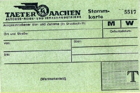 Stammkarte für Wochen und Monatswertmarken